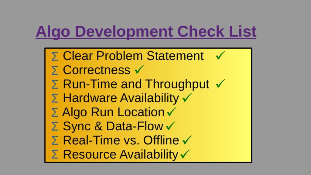 Algo Development Check List