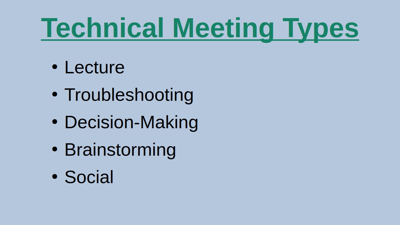 Technical Conference Method Example The Way to an Effective Technical Meeting - System and Optics