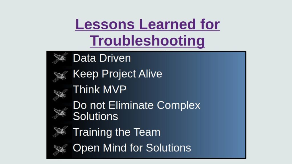 Lessons Learned for Troubleshooting